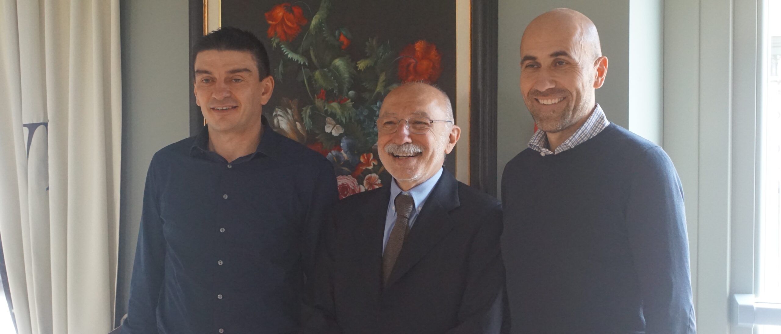 The Bruschi team: 2 generations of expertise in zinc (zamak) and aluminum die-casting. From left to right: Paolo Rastelli, Sig. Bruschi, and Simone Maggiori. Bruschi designs and manufactures high-quality components.